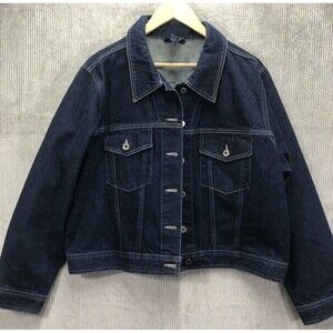 Venezia Clothing Co. Womens Denim Jean Jacket Plus Size 18/20 Dark Trucker Biker